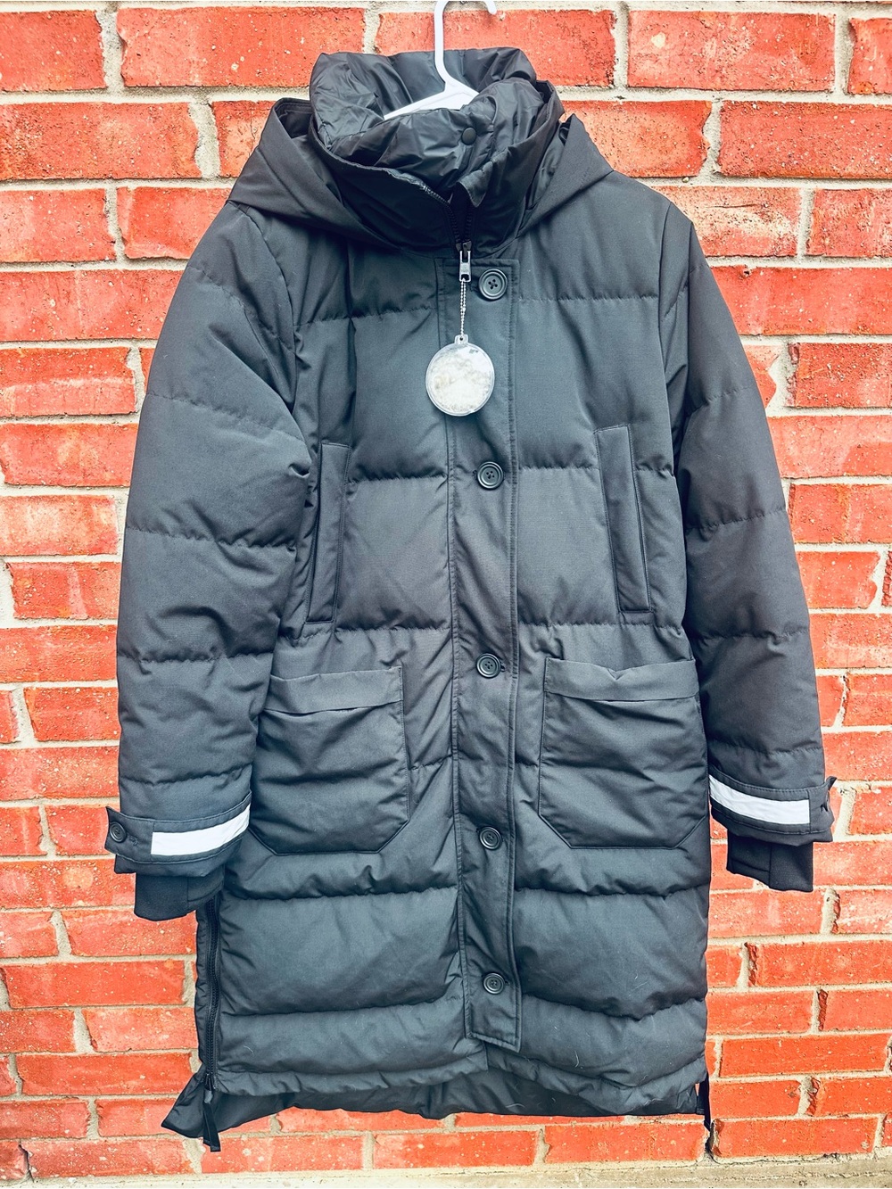 Swiss Tech Black Long Puffer Coat with Hood